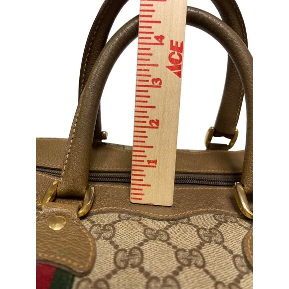 Vintage Gucci Boston Bag Logo Pattern Brown PVC Bag Handbag Sherryline - Picture 11 of 14